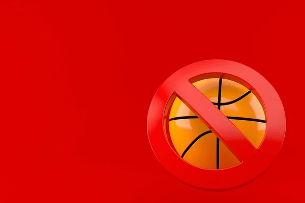 Basketball ball with forbidden symbol — Stock Photo, Image