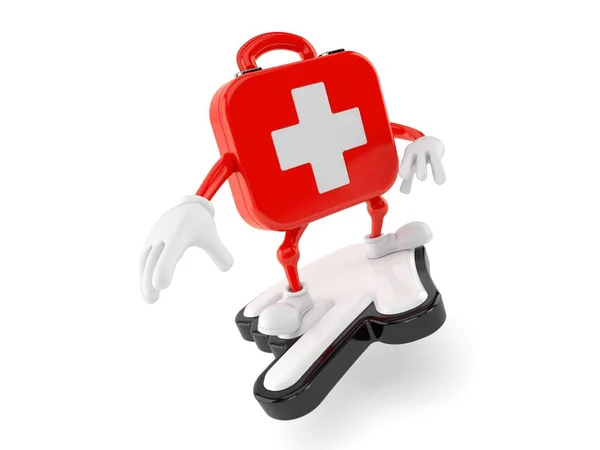First aid kit character surfing on cursor — Stock Photo, Image