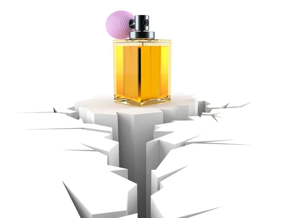 Butelka perfum z pękniętą dziurą — Zdjęcie stockowe