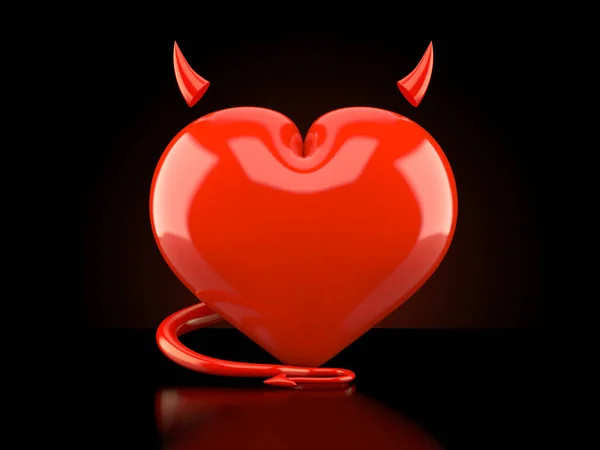 Heart with devil horns and tail