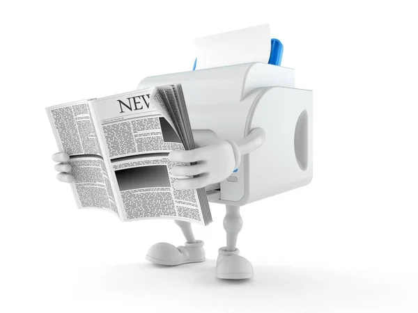 Printer character reading newspaper — Stock Photo, Image