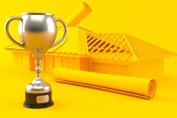 House development background with trophy — Stock Photo, Image