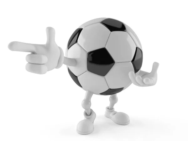 Soccer ball character pointing finger — Stock Photo, Image