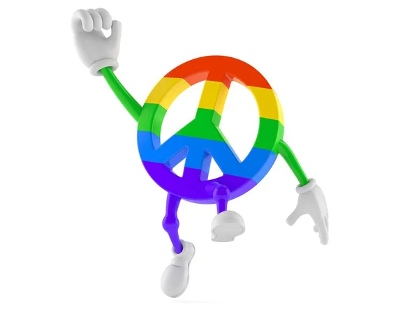 Béke szimbólum karakter ugrás örömben — Stock Fotó