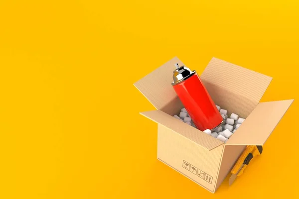 Spray can inside package — Stock Photo, Image