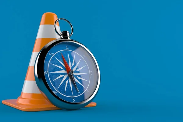 Compass with traffic cone — Stock Photo, Image