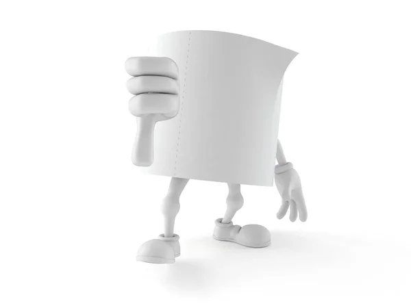 Toalettpapper karaktär med tummen ner gest — Stockfoto