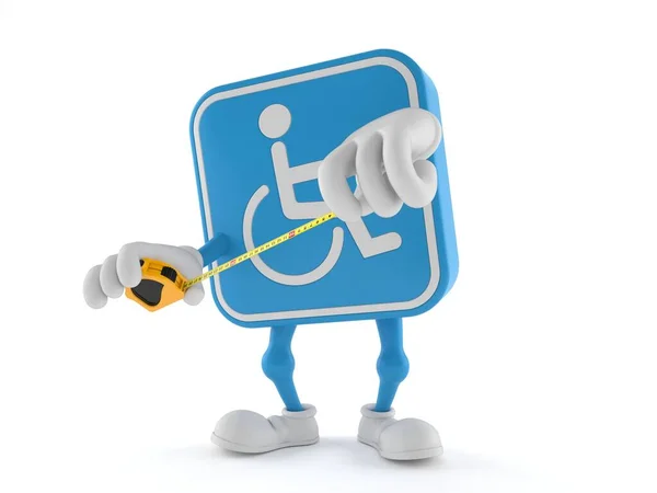 Handicapped character holding measuring tape — Stock Photo, Image