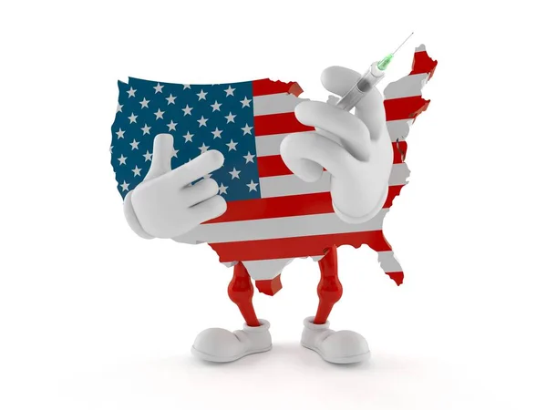 USA character holding syringe — Stock Photo, Image