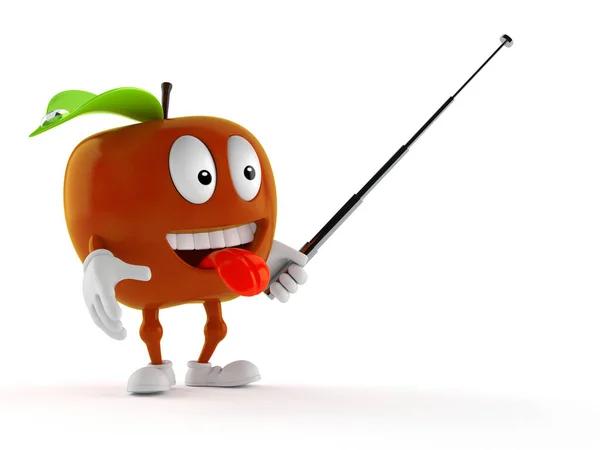 Apple character holding pointer stick