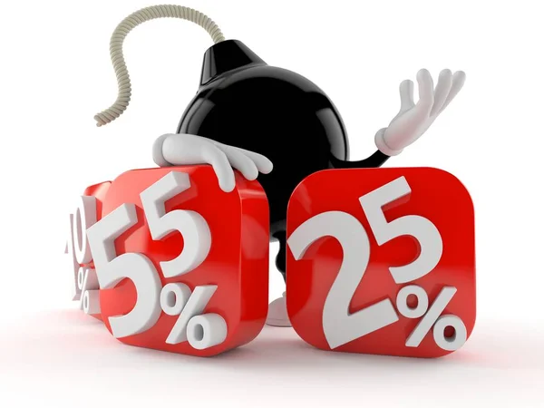Bomb character with percent symbol — Stock Photo, Image