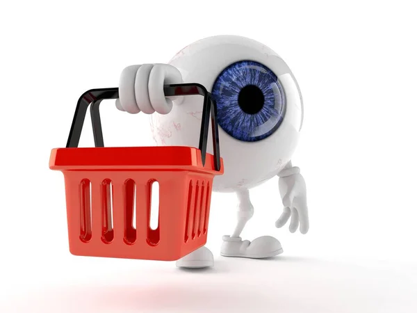 Personagem bola olho segurando cesta de compras — Fotografia de Stock