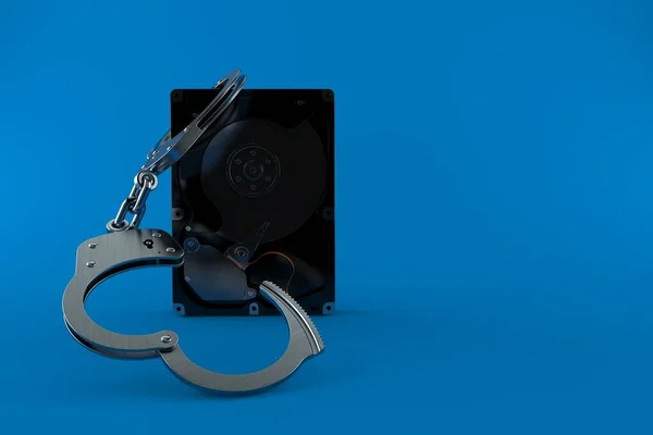 Hard drive with handcuffs — Stock Photo, Image