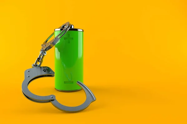 Πράσινη μπαταρία με χειροπέδες — Φωτογραφία Αρχείου
