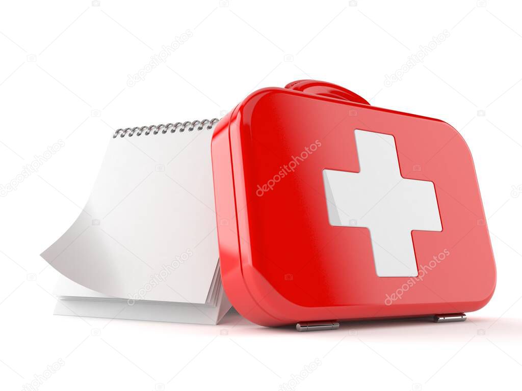 First aid kit with blank calendar