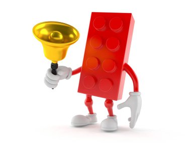 Oyuncak blok karakteri bir el zili çalıyor