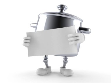 Mutfak kabı karakteri boş kağıt tutuyordu