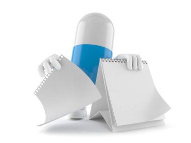 Boş takvim ile hap karakteri