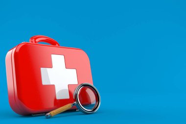 Büyüteçle ilk yardım çantası.