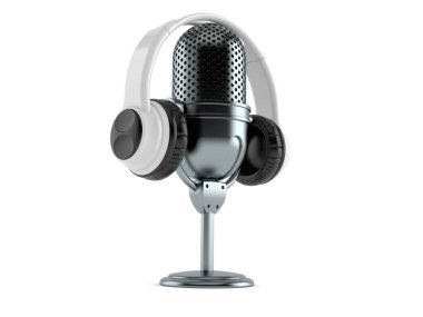 Kulaklıklı radyo mikrofonu.