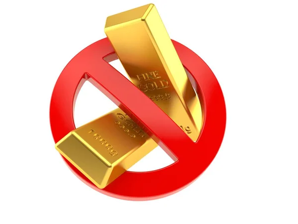 Lingotes de ouro com símbolo proibido — Fotografia de Stock