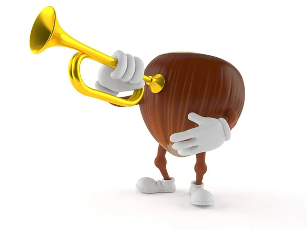 Personaje avellana tocando la trompeta — Foto de Stock