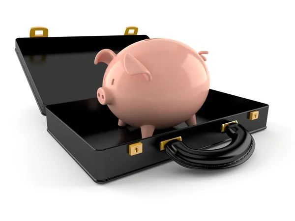 Piggy bank inside briefcase