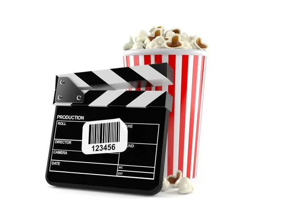 Popcorn und Platte mit Barcode-Aufkleber — Stockfoto