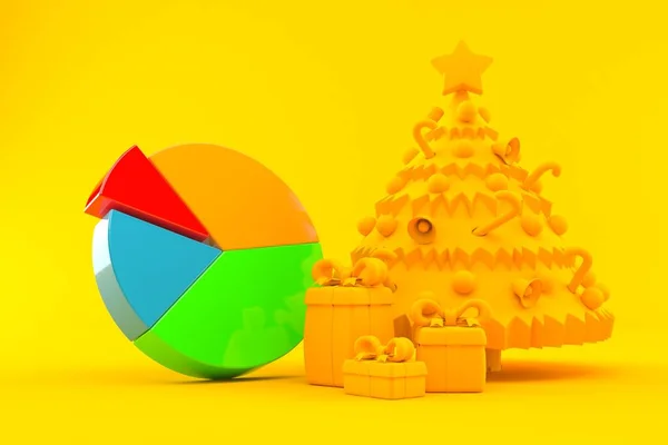 Christmas background with pie chart — Stockfoto