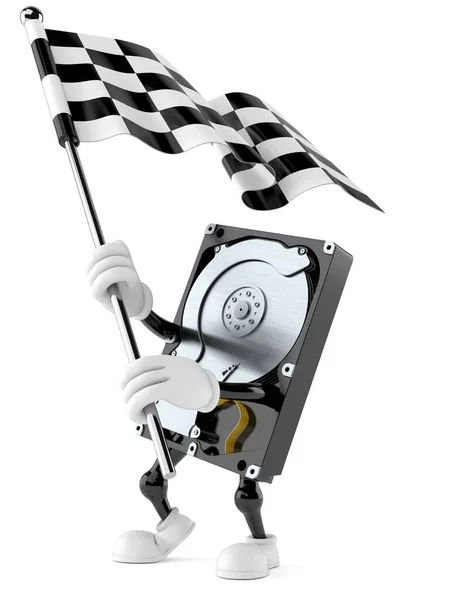 Disco rígido personagem unidade acenando bandeira corrida — Fotografia de Stock