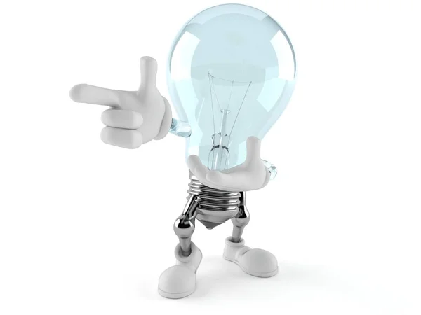 Light bulb character pointing finger — Stockfoto