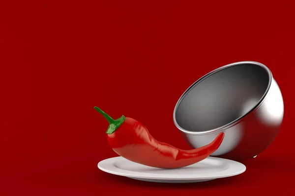 Hot paprika met catering koepel — Stockfoto