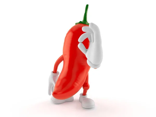 Scharfe Paprika-Figur mit Ok-Geste — Stockfoto