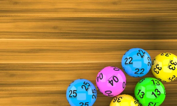 Lottery balls on wood — Stock Photo, Image
