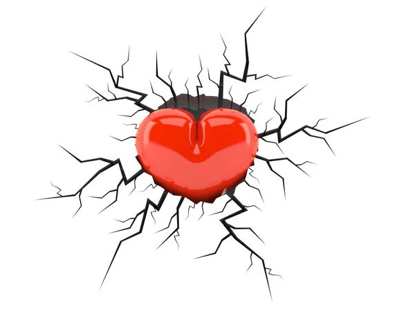 Heart inside cracked hole — Stock Photo, Image