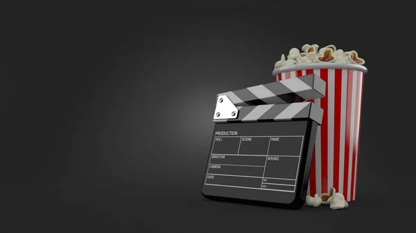 Popcorn and clapboard — Stock Photo, Image