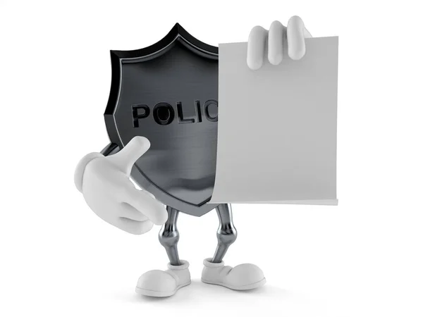Carattere distintivo della polizia con foglio bianco di carta — Foto Stock