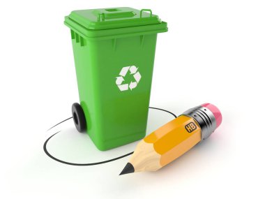 Kalemle birlikte çöp kutusu