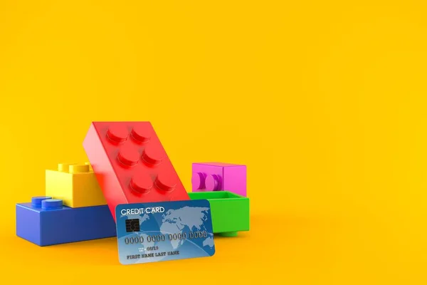 Блок игрушек с кредитной картой — стоковое фото