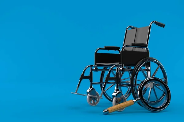 Wózek inwalidzki ze szkłem powiększającym — Zdjęcie stockowe
