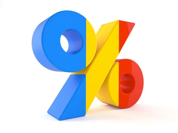 Símbolo percentual com bandeira romena — Fotografia de Stock