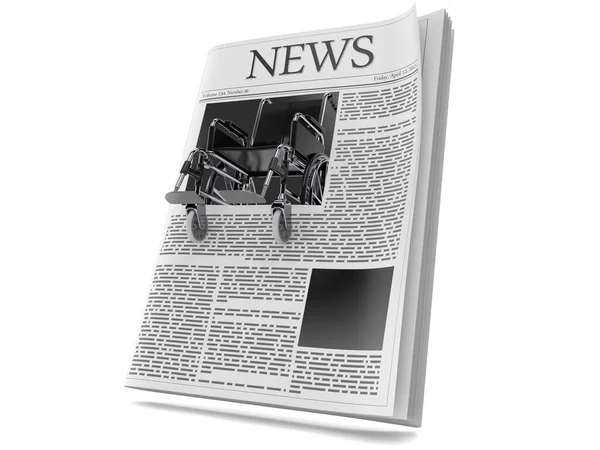 Wheelchair inside newspaper — Stock Photo, Image