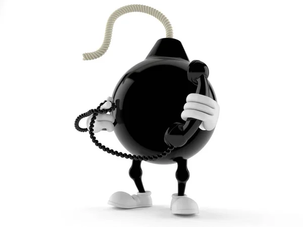 Bomb character holding a telephone handset — Stock Photo, Image