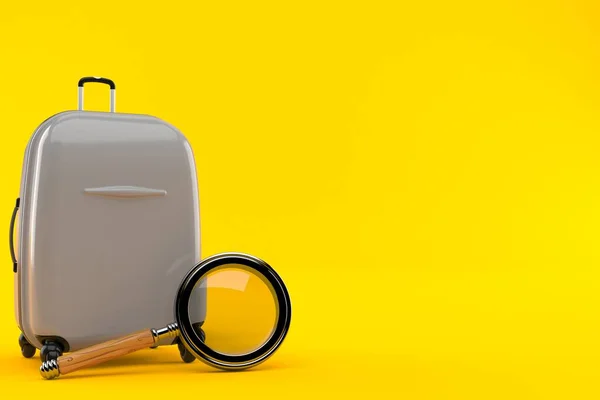 Suitcase with magnifying glass — Stock Photo, Image