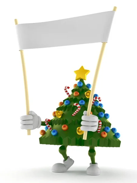 Kerstboom karakter met blanco banner — Stockfoto