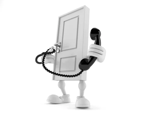 Door character holding a telephone handset — Stock Photo, Image