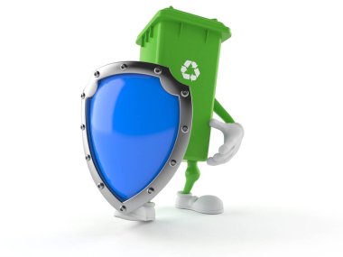 Koruyucu kalkanlı çöp kutusu karakteri