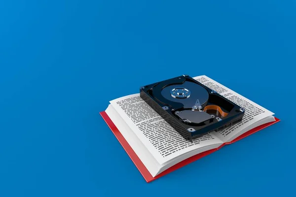 Hard drive pada buku terbuka — Stok Foto