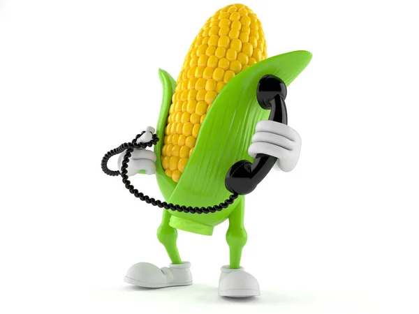 Telefon ahizesi tutan bir mısır karakteri — Stok fotoğraf