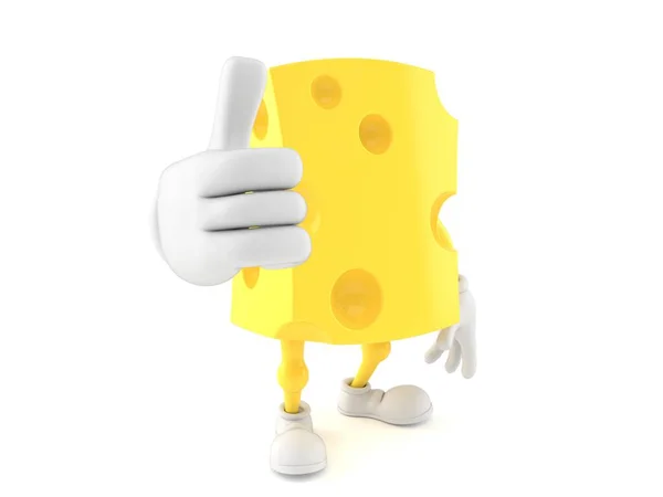 Caráter de queijo com polegares para cima gesto — Fotografia de Stock